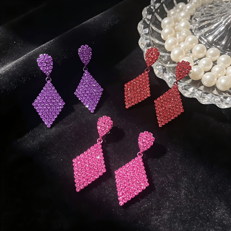 Geometric Square Colored Earrings, Party Accessories